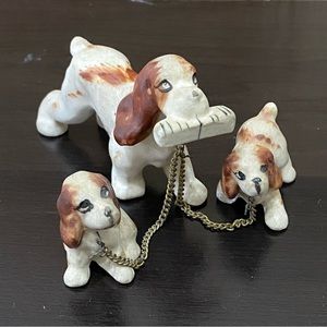 Vintage CENOCO Japan Beagle Spaniel Dog with Puppies Mini Miniature Figurines